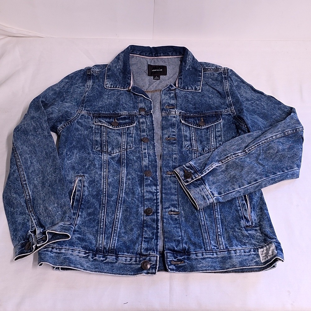 Adam Levine Denim Jacket Mens L Blue Acid Wash Cotton Trucker Retro Grunge Rock